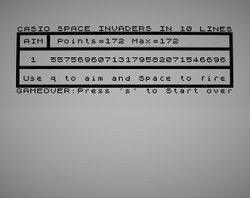 Casio Space Invaders In 10 Lines 